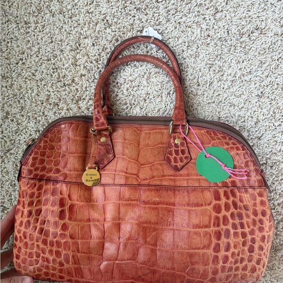 Dooney & Bourke Made In Branson Leather Croc Handbag Light Orange - Picture 1 of 11